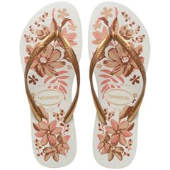 Sandália Havaianas Slim Orgânica Branco/Dourado 35/36