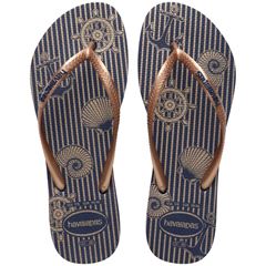 Sandália Havaianas Slim Náutico Marinho/Rosa Gold 35/36