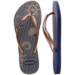 Sandália Havaianas Slim Nautical Mar/Rosa Gold 39/40