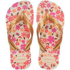 Sandália Havaianas Kids Flores Bege/Dour 25/26