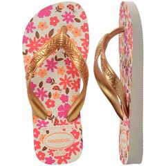 Sandália Havaianas Kids Flores Bege/Dour 29/30