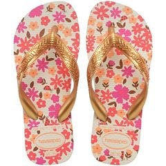 Sandália Havaianas Kids Flores Bege/Dour 31/32