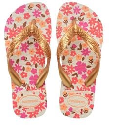 Sandália Havaianas Kids Flores Bege/Dour 33/34