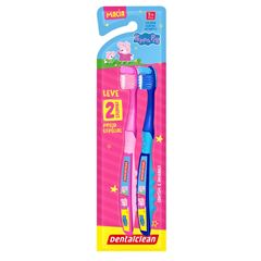 Escova Dental Infantil Dentalclean Peppa com Capa Protetora com 2 Unidades