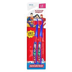 Escova Dental Infantil Dentalclean Justice League com Capa Protetora com 2 Unidades