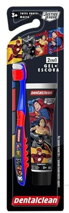 Kit Dentalclean com Gel Dental Heróis Tutti Frutti + Escova