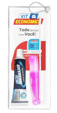 Kit Dentalclean Viagem com Gel Dental Menta + Escova + Fio Dental 20 Metros