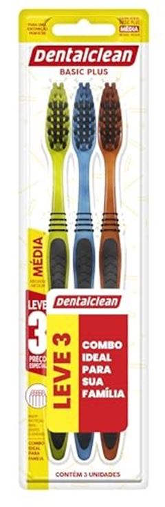 Escova Dental Dentalclean Basic Plus Média Leve 3 Pague 1