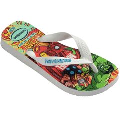 Sandália Havaianas Kids Top Marvel II Branco/Branco/Azul 25/26