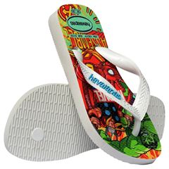 Sandália Havaianas Kids Top Marvel II Branco/Branco/Azul 25/26