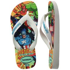 Sandália Havaianas Kids Top Marvel II Branco/Branco/Azul 25/26
