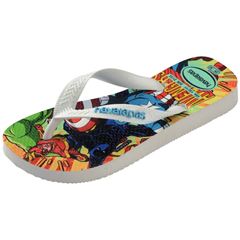 Sandália Havaianas Kids Top Marvel II Branco/Branco/Azul 25/26
