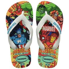 Sandália Havaianas Kids Top Marvel II Branco/Branco/Azul 29/30