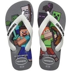 Sandália Havaianas Kids Minecraft Cinza Aço/Branco 39/40
