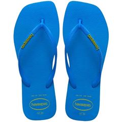 Sandália Havaianas Slim Square Logo Pop Up Azul Brilhante Tamanhos 33/34