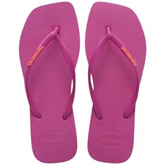 Sandália Havaianas Slim Square Logo Pop Up Rosa Goma Tamanhos 33/34