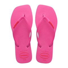 Sandália Havaianas Slim Square Logo Pop Up Rosa Goma Tamanhos 37/38