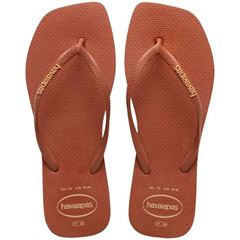 Sandália Havaianas Slim Square Logo Pop Up Ferrugem Tamanhos 33/34