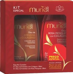 Kit Óleo Corporal Muriel Amêndoas com Colágeno + Rosas Mosqueta 100ml