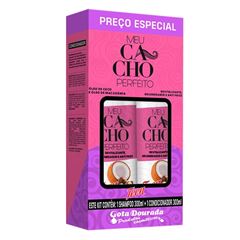 Kit Gota Dourada Shampoo + Condicionador Cachos Teen Oleo De Coco  E Macadamia 600ml
