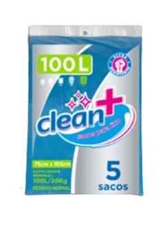 Saco Para Lixo Clean+ Almofada 100 Litros Azul 5 Unidades