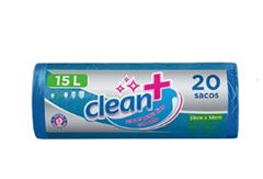 Saco Para Lixo Clean+ 15 Litros Rolo Azul 20 Unidades