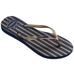 Sandália Havaianas Slim Nautical Marinho/Rose Gold Mt 35/36
