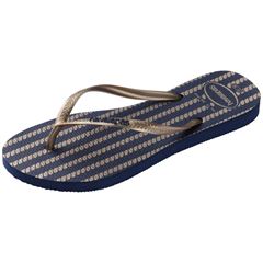 Sandália Havaianas Slim Nautical Marinho/Rose Gold Mt 35/36