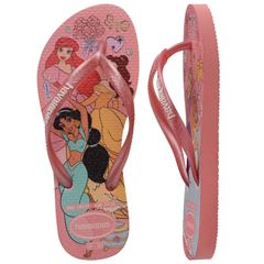 Sandália Havaianas Kids Slim Princesas Manga Rosa 27/28