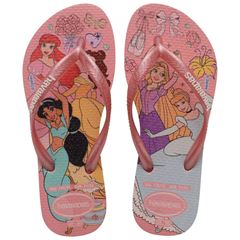 Sandália Havaianas Kids Slim Princesas Manga Rosa 27/28