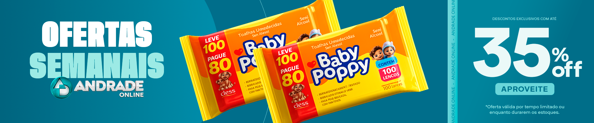 Ofertas Semana 3 agosto 2026 Baby Poppy Toalhas 