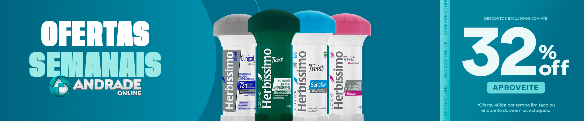 Ofertas Semana 3 agosto 2026 Desodorante Creme Herbíssimo Twist